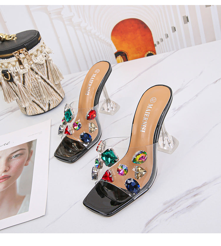 TRANSPAERNT STONES HEELS