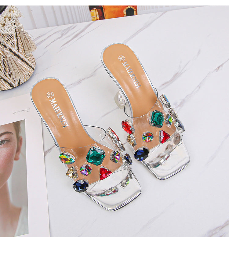 TRANSPAERNT STONES HEELS