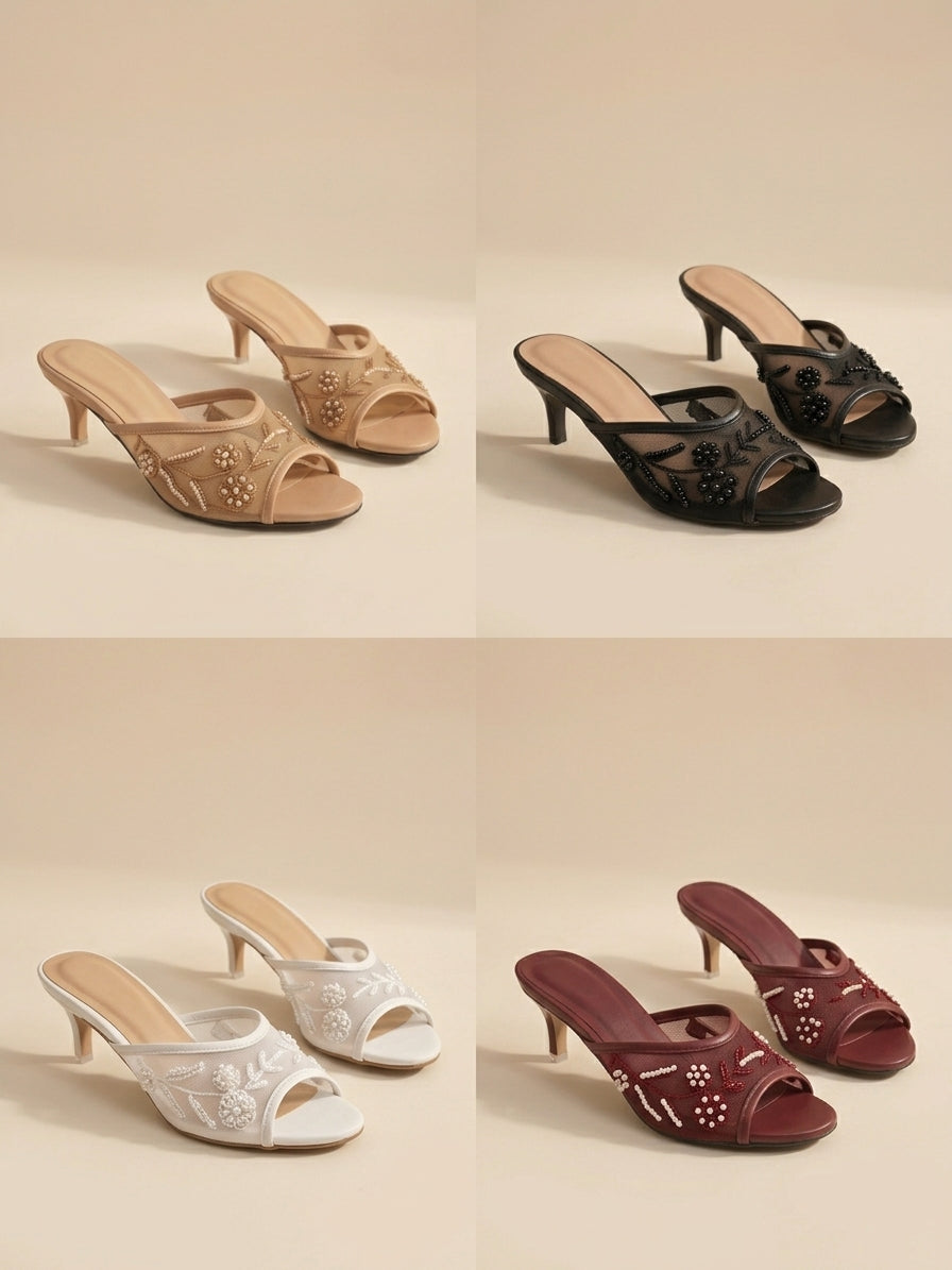 Beads Mesh Heel