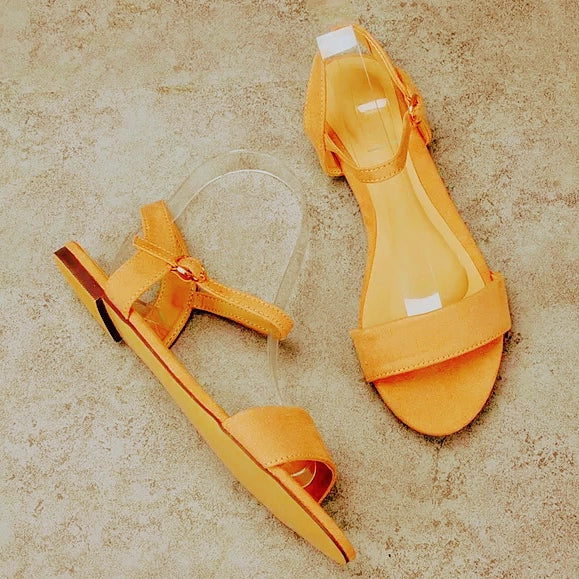 Suede leather flat sandal