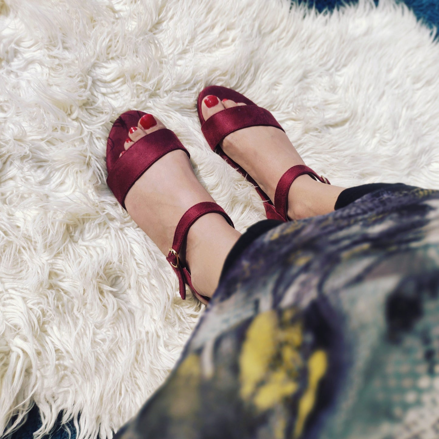 Suede leather flat sandal