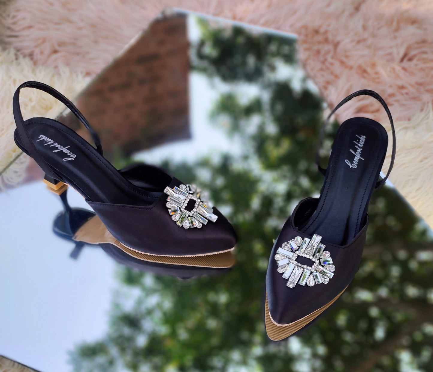 BLACK NUDE DIAMOND HEEL