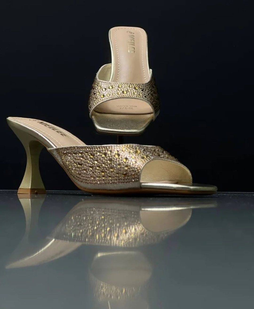 EMBLISHED PATTEN HEEL