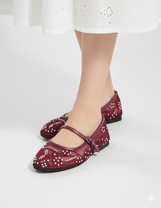 Beads embroidry pumps