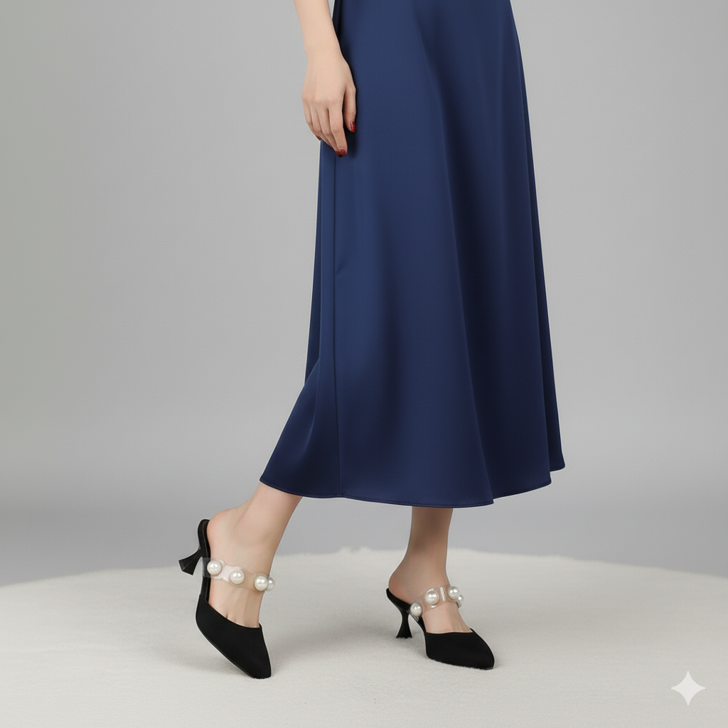 Mules embalished with cut pearl