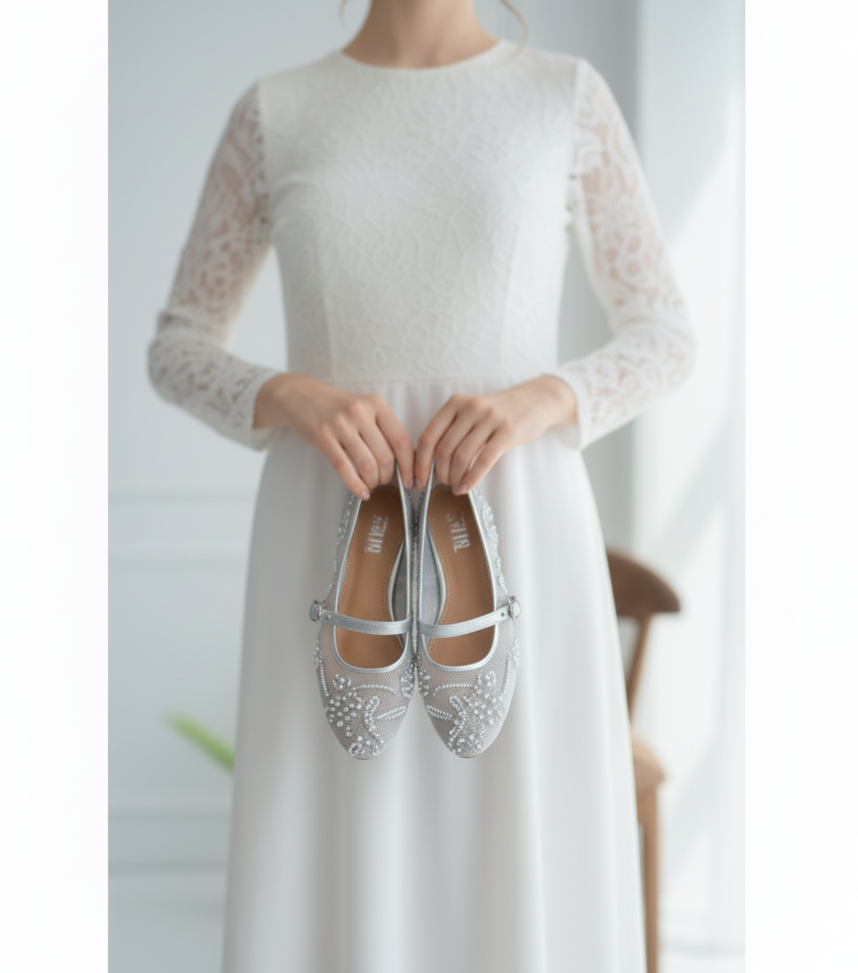 Beads embroidry pumps