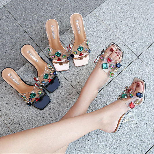 TRANSPAERNT STONES HEELS