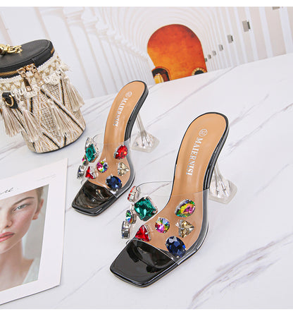TRANSPAERNT STONES HEELS
