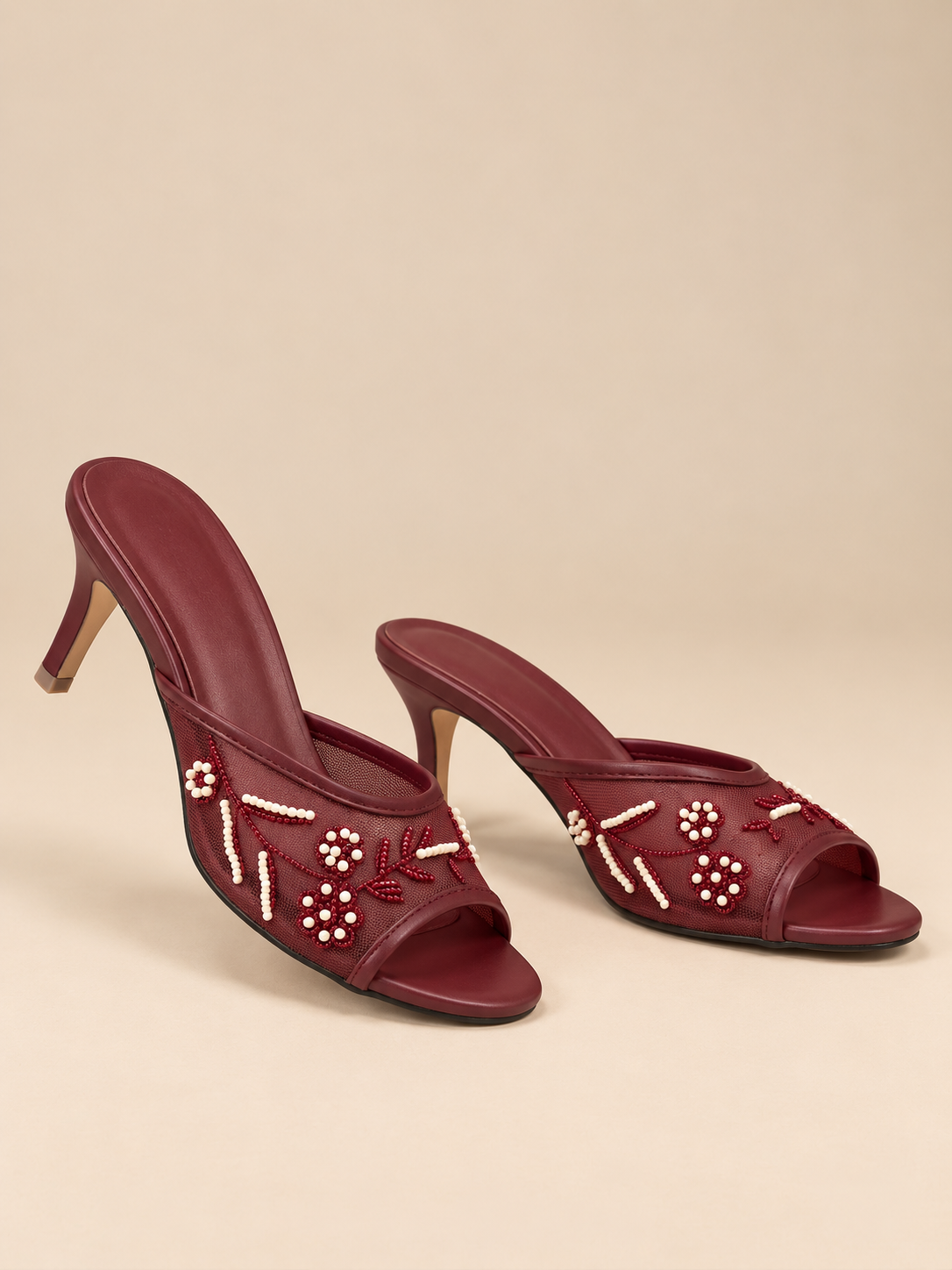 Beads Mesh Heel
