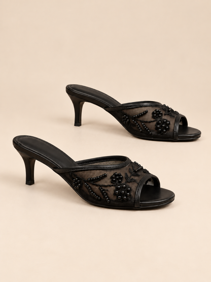 Beads Mesh Heel