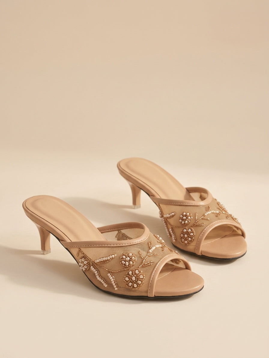 Beads Mesh Heel