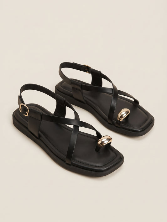 Criss-Cross Buckle Slingback Sandals