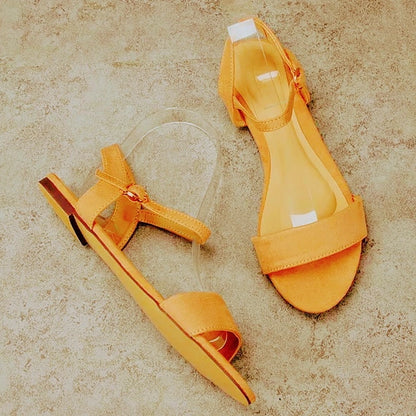 Suede leather flat sandal