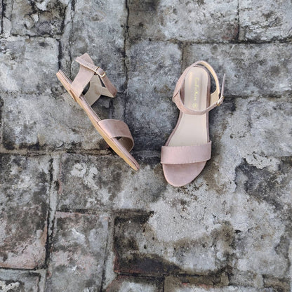 Suede leather flat sandal