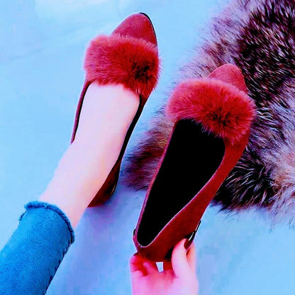 Leather Foxy Fur Pumps
