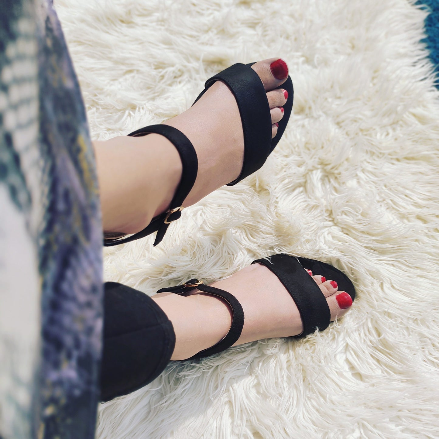 Suede leather flat sandal