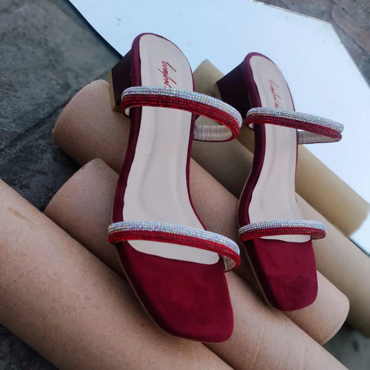 MEHRON RHINESTONES BLOCK HEEL