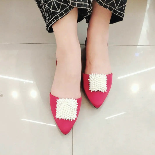 HOT PINK SLING BACK WITH PEARLS