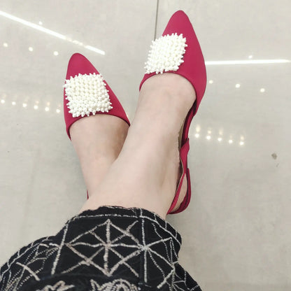 HOT PINK SLING BACK WITH PEARLS