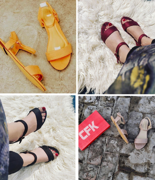Suede leather flat sandal