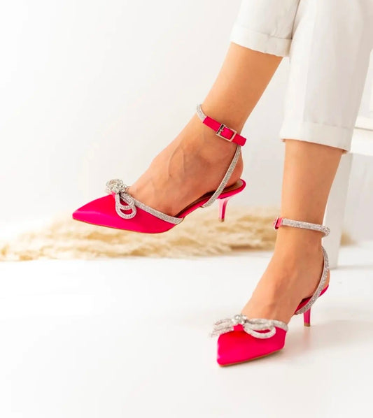 Hot Pink Glitter Rhinestones Heels