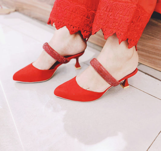 Red Glitter Mules Mules