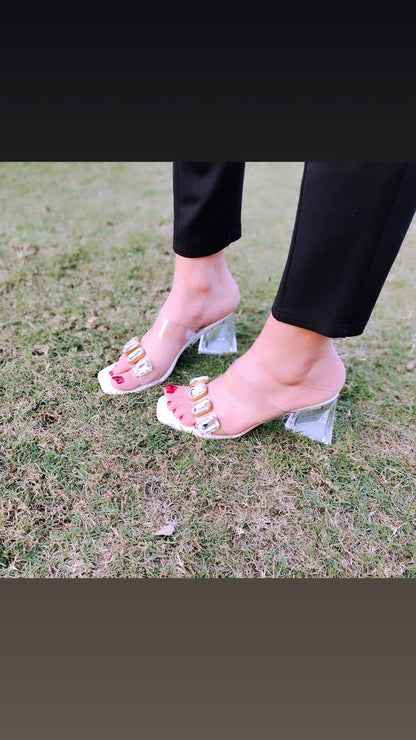 Stones transparent heels