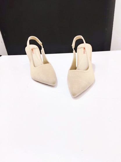 BLOCK HEEL POINTED TOE SLINBACK