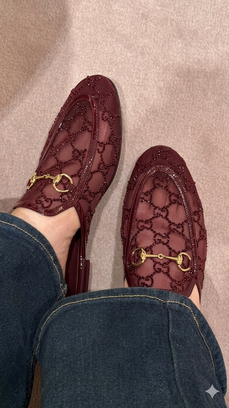 Mesh rhinestones mule