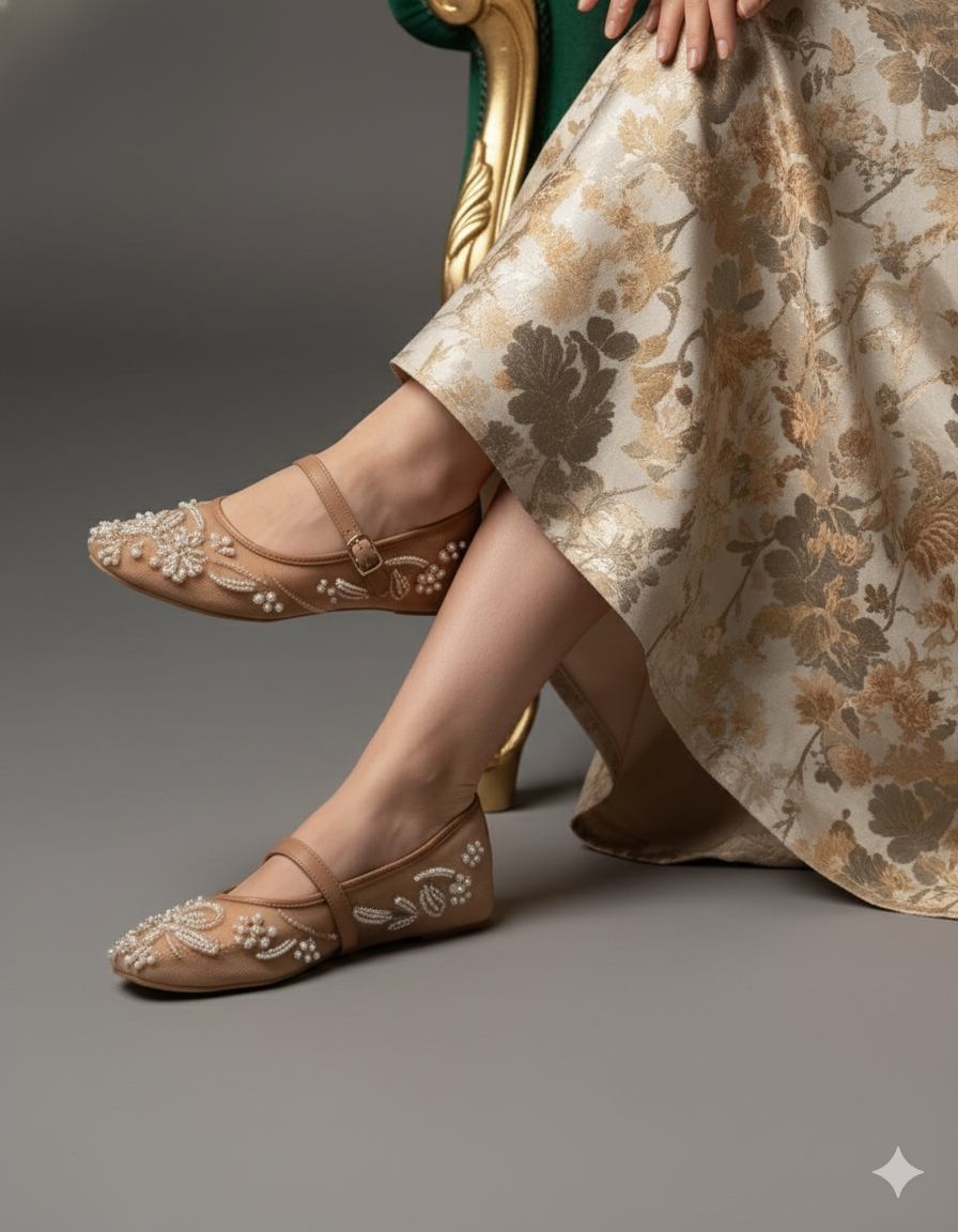 Beads embroidry pumps