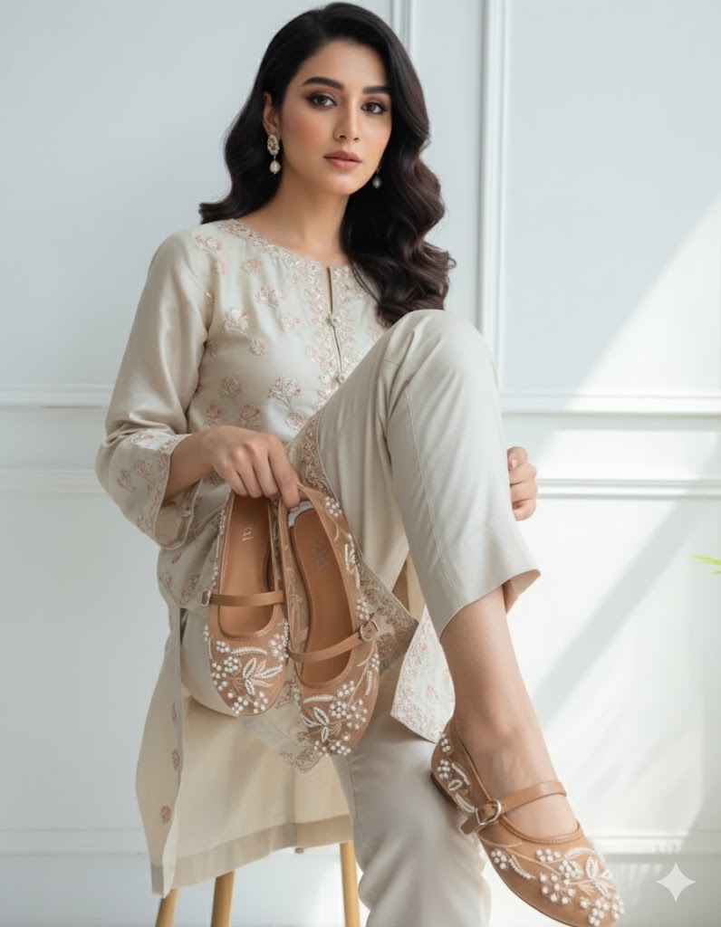 Beads embroidry pumps