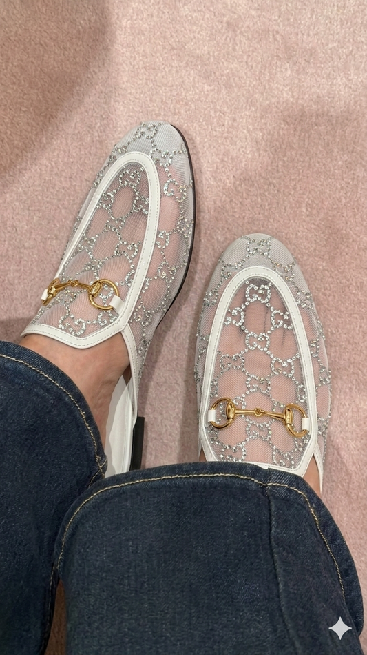 Mesh rhinestones mule