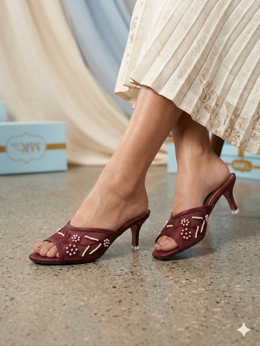 Beads Mesh Heel