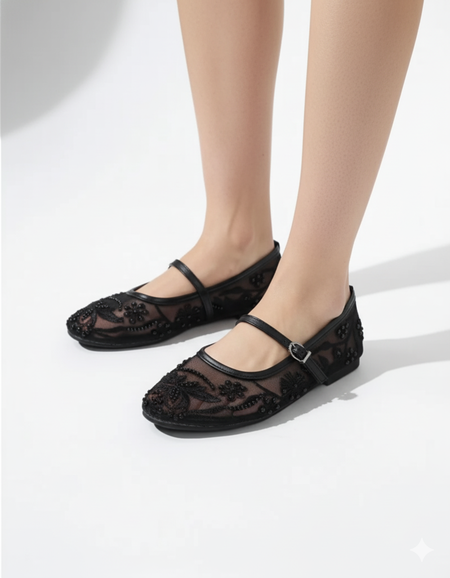 Beads embroidry pumps