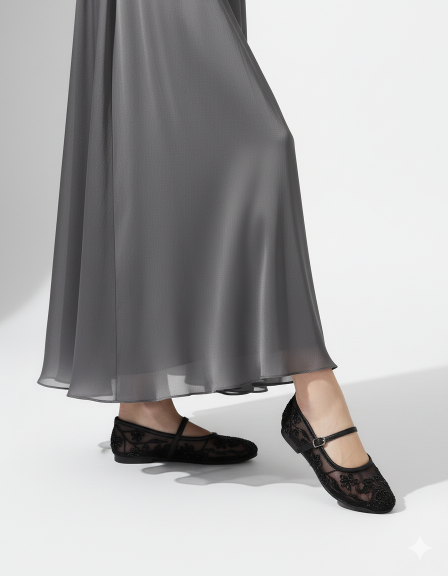 Beads embroidry pumps