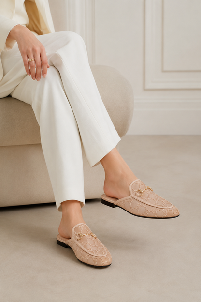 Mesh rhinestones mule